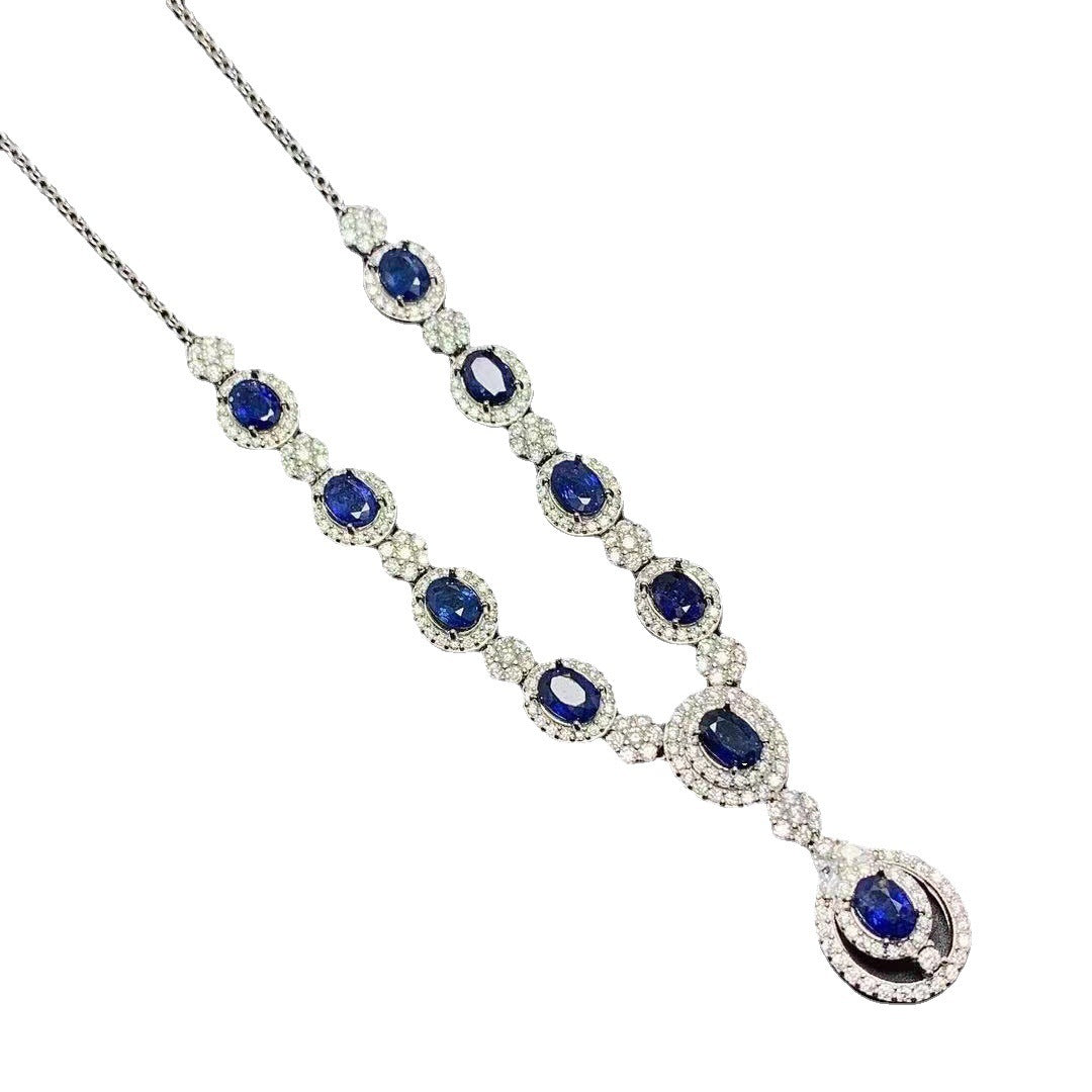 Sterling silver women's necklace with blue gemstone
