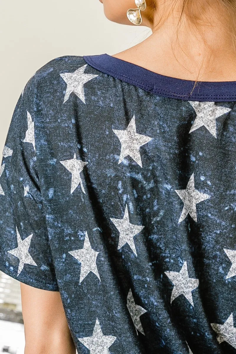Casual Look Featuring Vintage-Inspired Star Print Shirt
