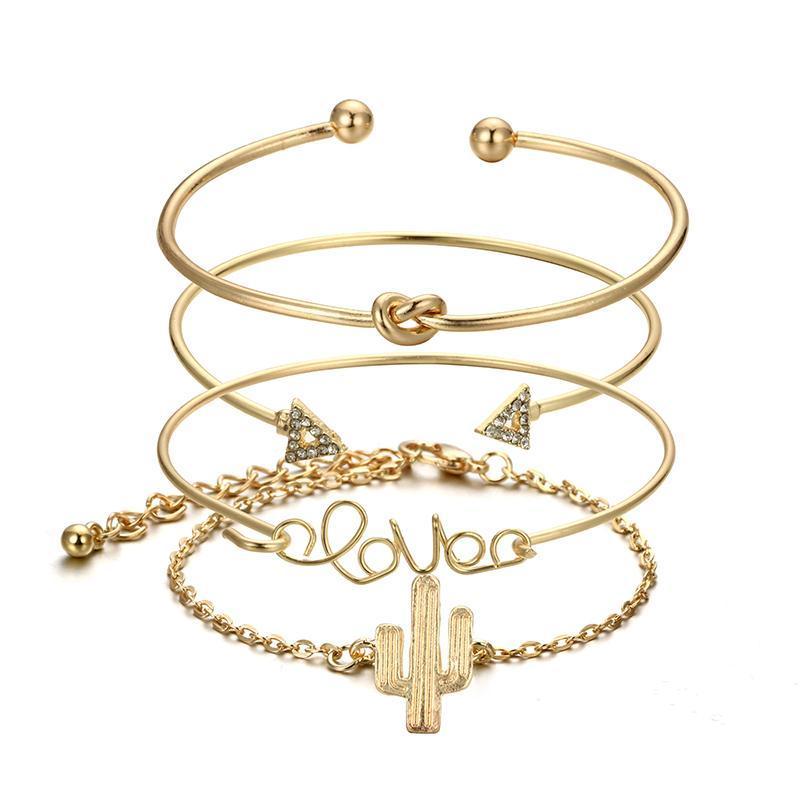 Adjustable bracelet set with “love” charm and arrows