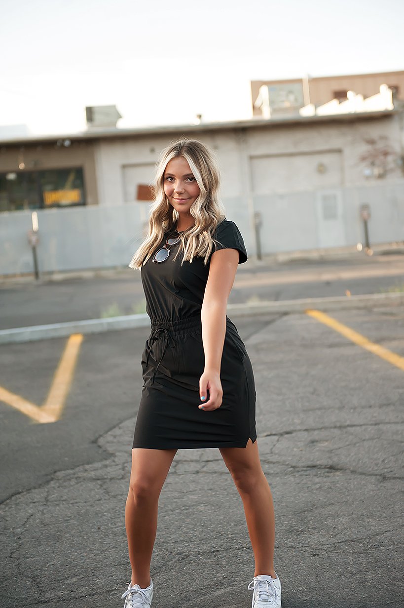 Casual black breathable dress perfect for daytime or date night