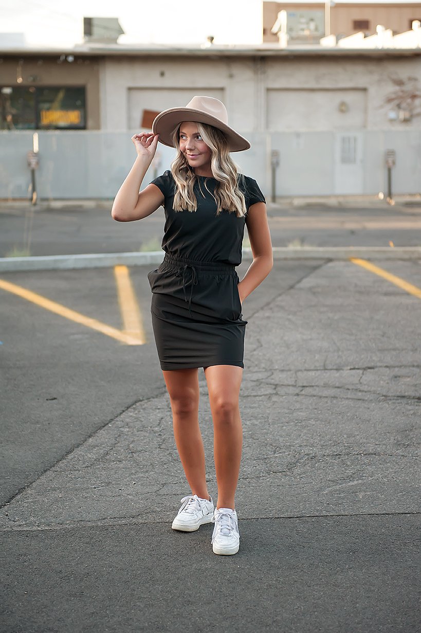 Downtown lightweight dress with flattering adjustable fit