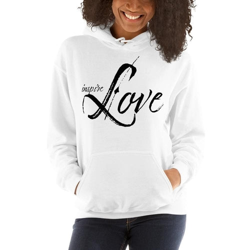 Back view of black pullover hoodie with cozy hood