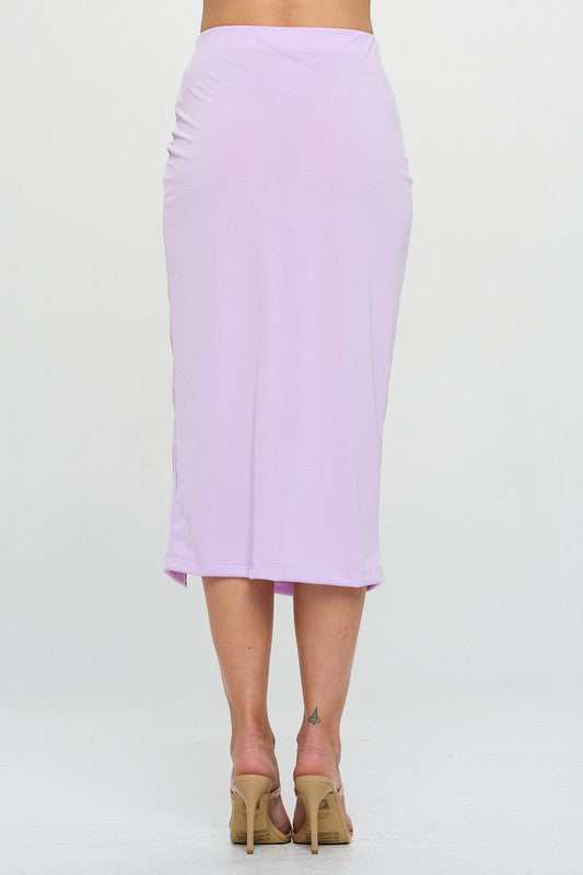 High-waisted skirt with slit and draped knot
