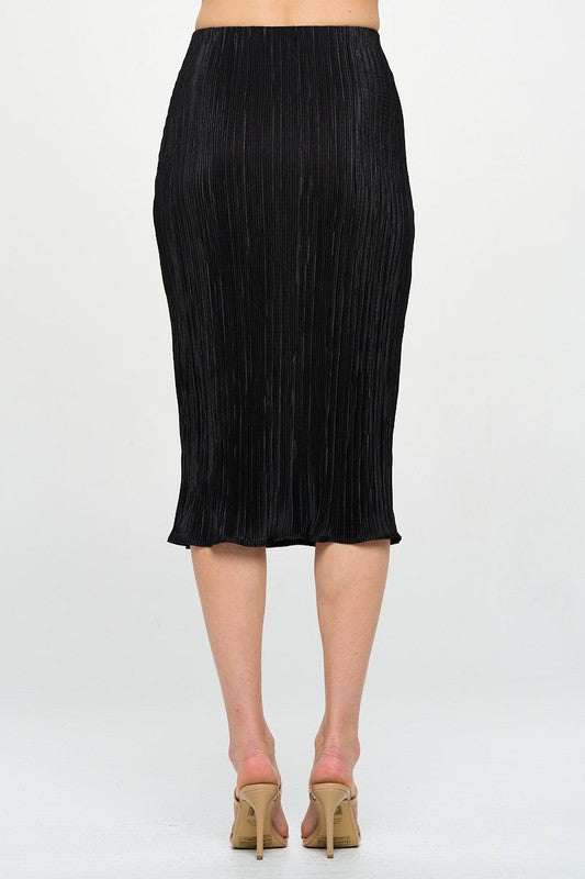 Back view of formal pencil skirt with stretch waistband
