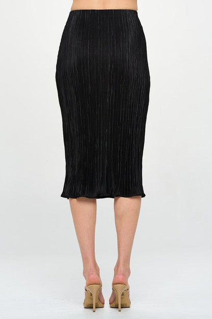 Back view of formal pencil skirt with stretch waistband