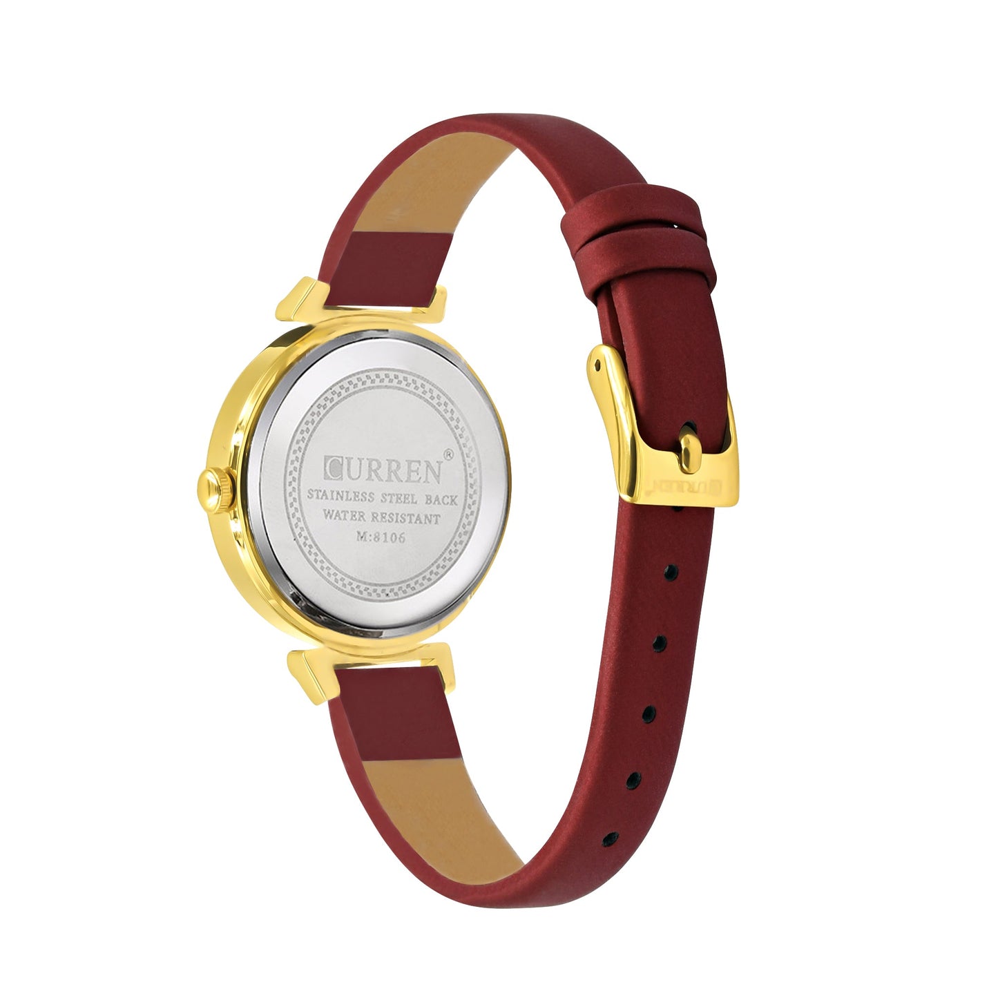 Splash-proof leather strap watch in elegant gift wrap