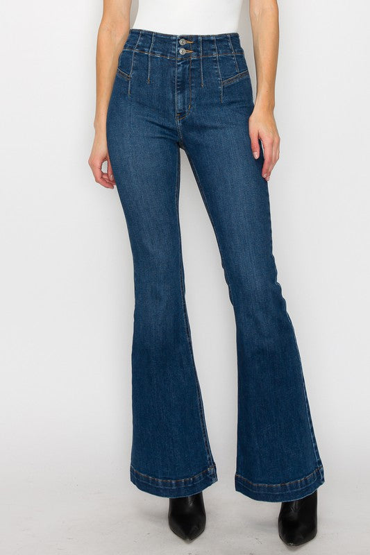 Plus Size High Rise Modern Flare Jeans Front View

