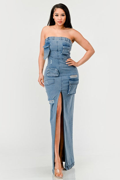 Close-Up of Denim Patch Pockets and Classic Stitching