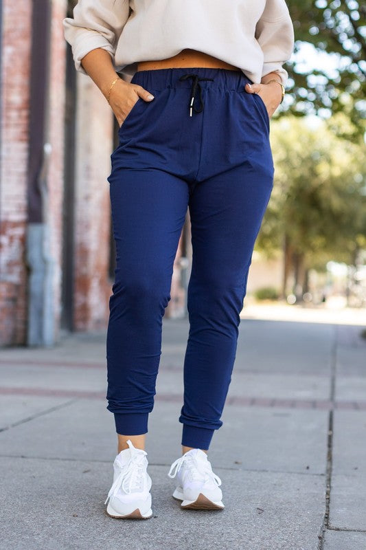 The Nora Navy Lounger Leggings Front View