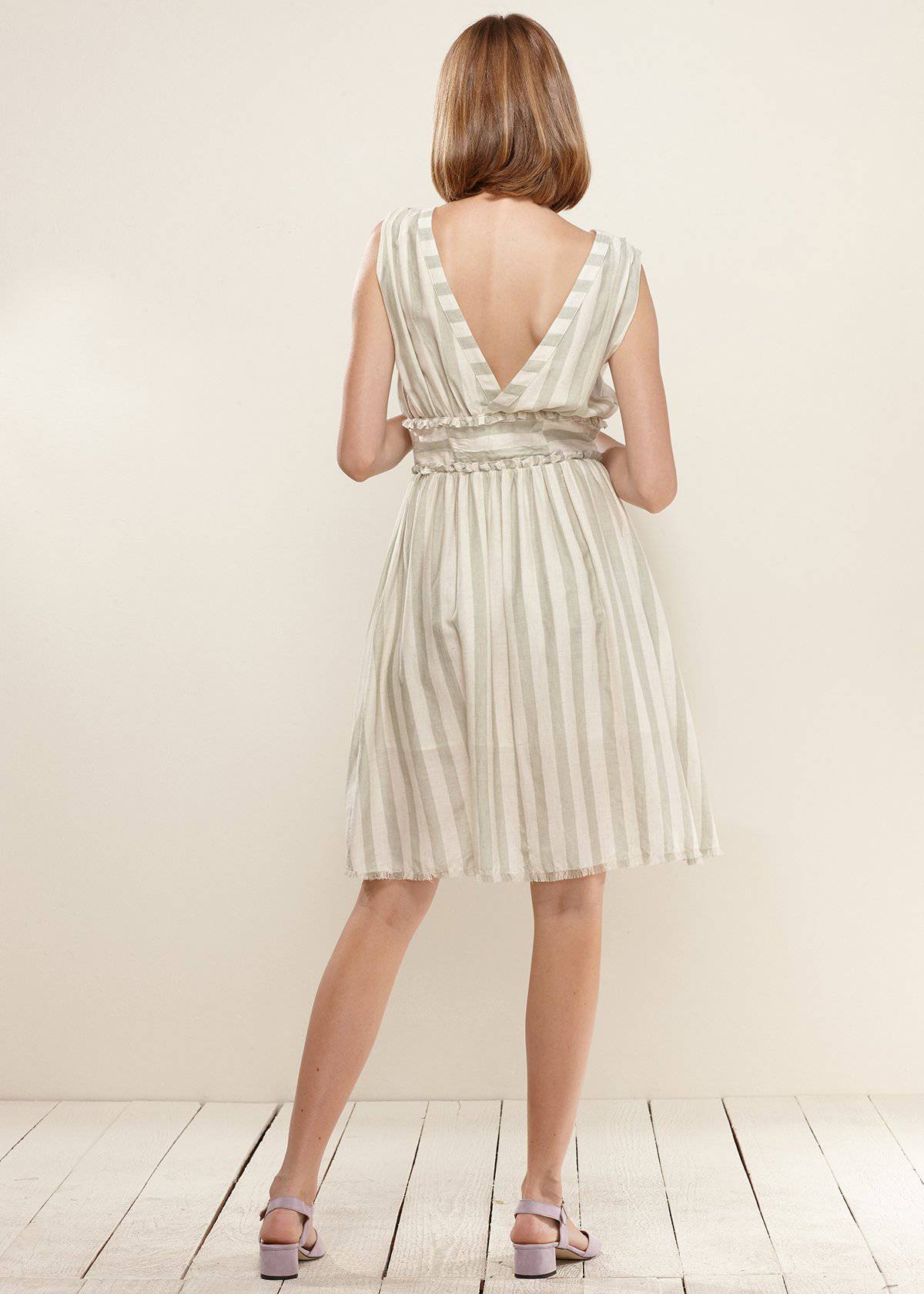 Lightweight rayon-linen blend stripe dress