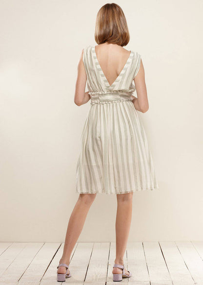Lightweight rayon-linen blend stripe dress
