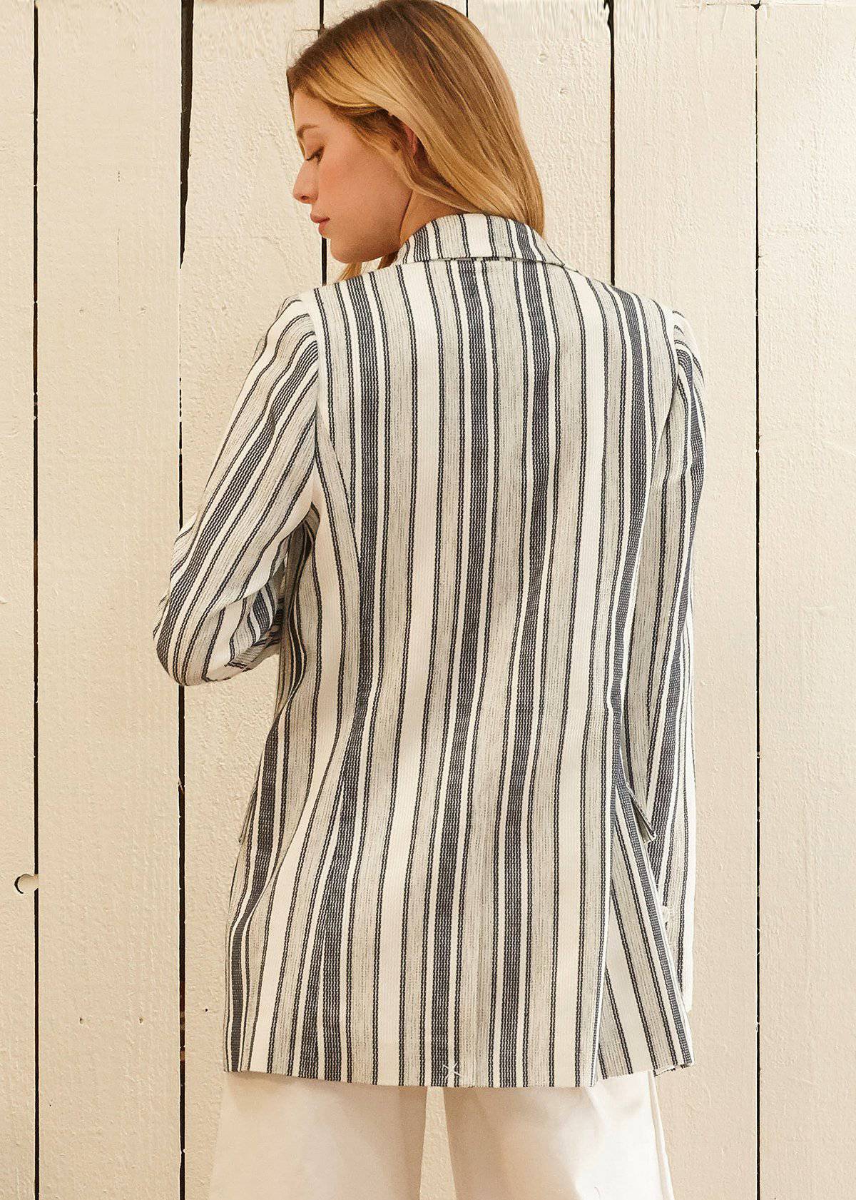 Close-Up of Faux Flap Pocket and Stripe Detail