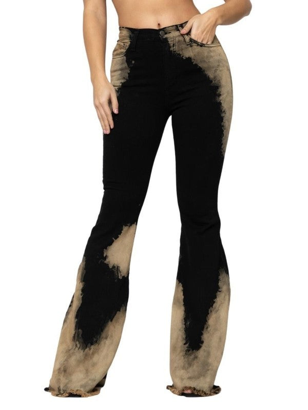 Bleach Bum bell bottoms styled with platform boots and crop top