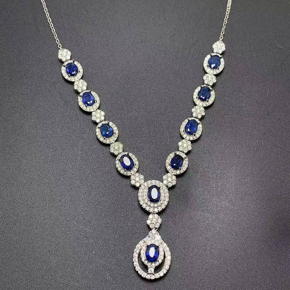 925 silver geometric necklace with Sri Lankan sapphire