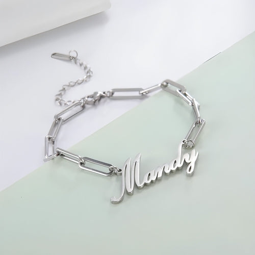 Detail shot of electroplated chain bracelet
