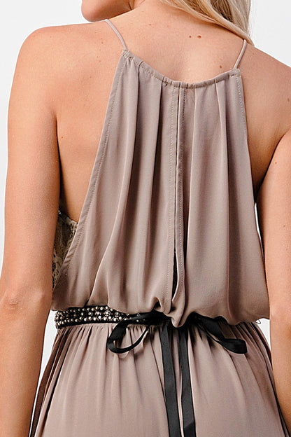 Wedding Guest Look in Beaded Chiffon Maxi Dress