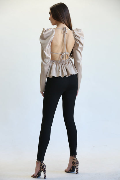 Back View of Eva Square Neckline Top with Open Tie Design