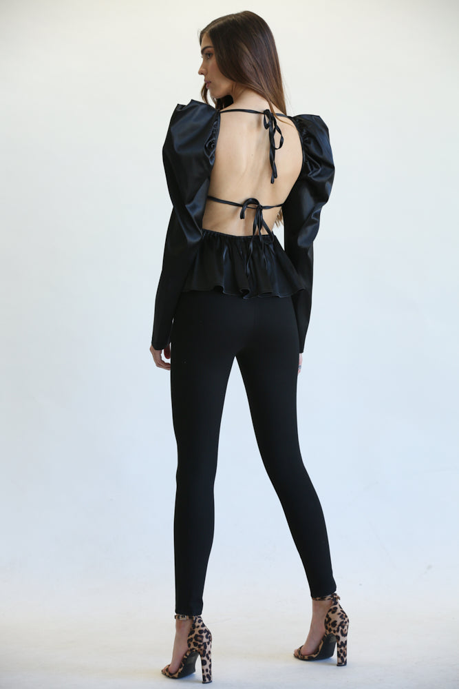 Feminine Square Neck Peplum Top for Evening Wear