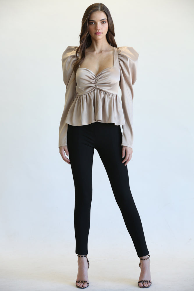 Eva Square Neckline Peplum Top – Front View