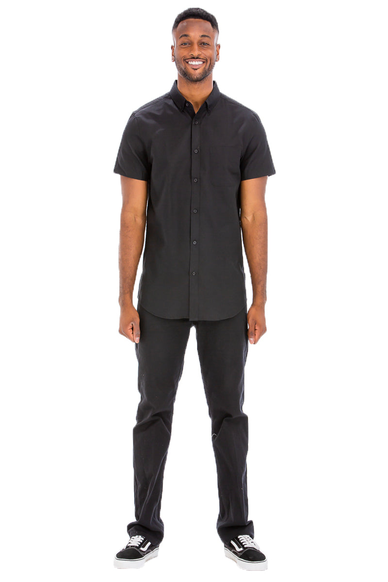 Solid color short sleeve shirt – cotton polyester blend