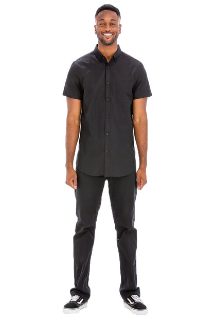 Solid color short sleeve shirt – cotton polyester blend