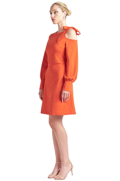 Front and Side View of Fit-and-Flare Dress in Motion