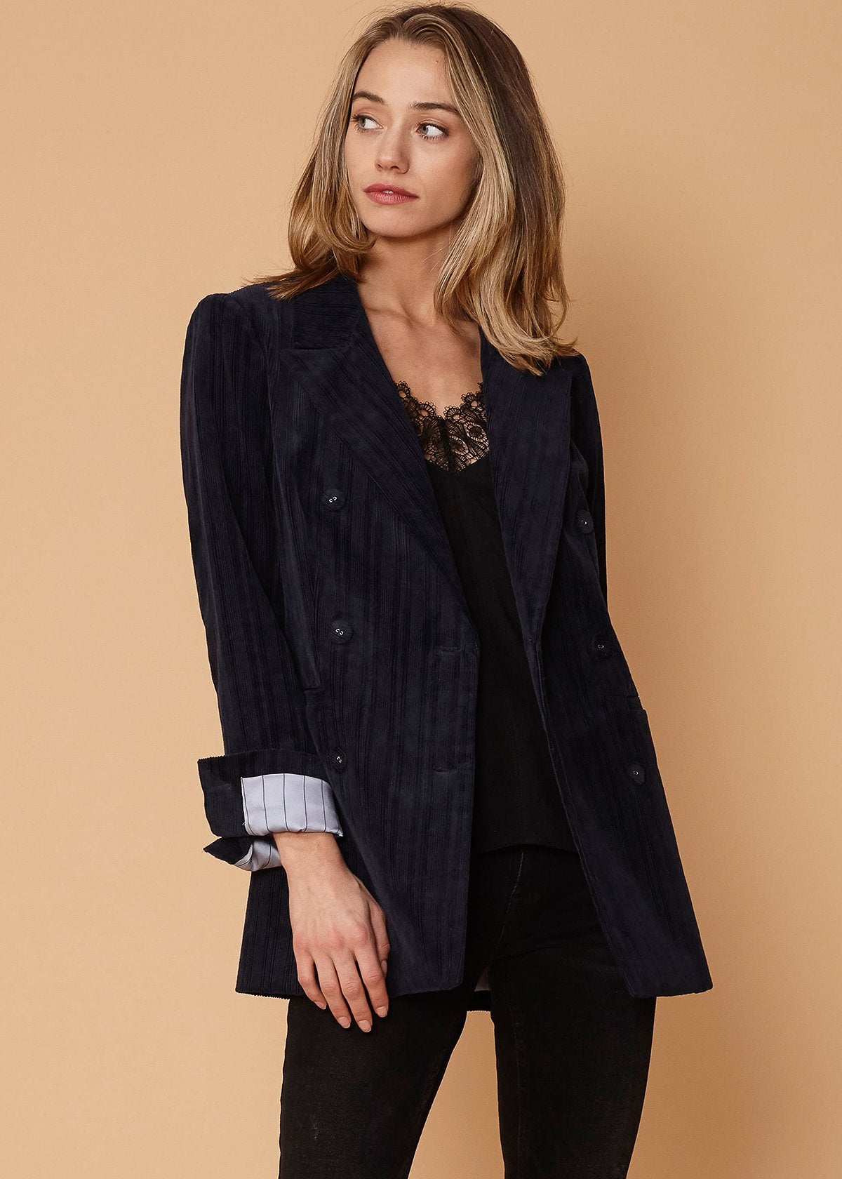 100% Cotton Corduroy Women’s Blazer – Close-Up