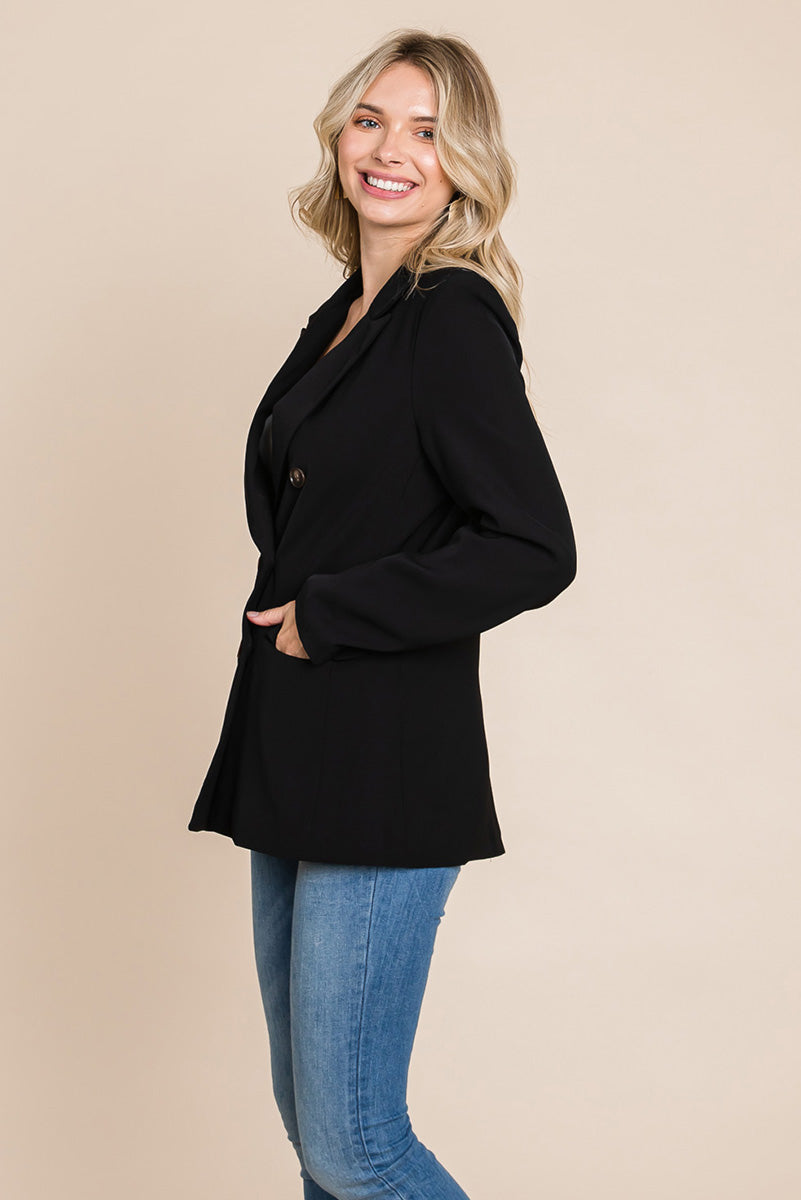 Model Wearing Wide Leg Satin Trousers with Pockets