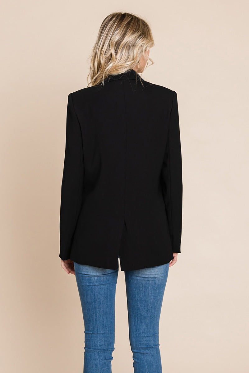 Back View of Stretch Satin Pants in Oversized Fit