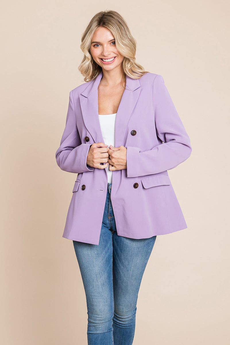 Stretch Satin Pants Paired with Blazer for Work Look