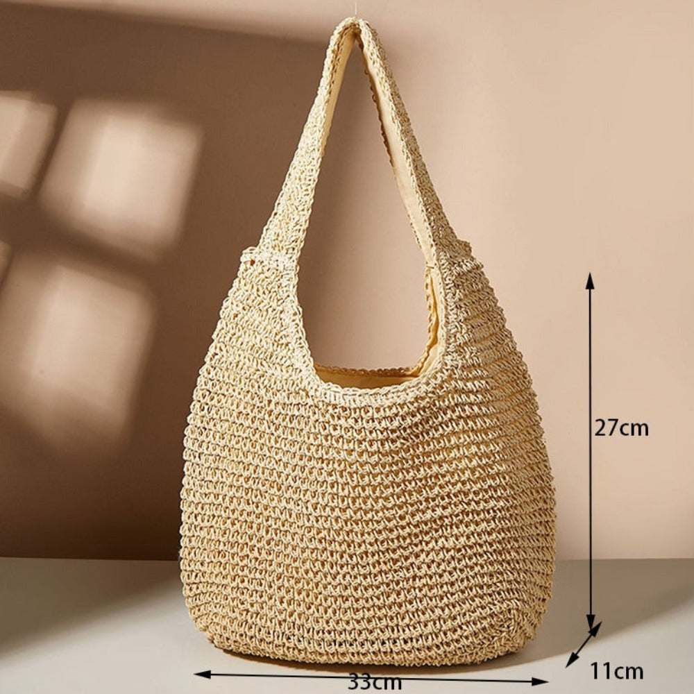 Close-up of tote handle and woven craftsmanship