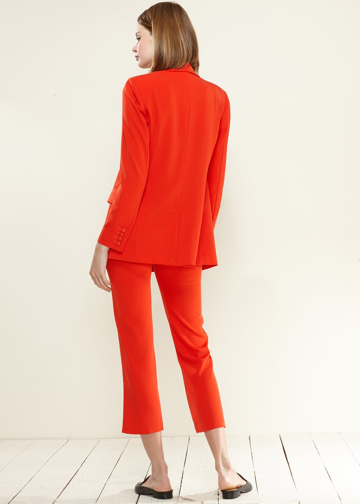 Back View of Tailored Double Breasted Blazer