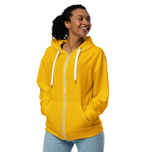 Women's Graphic Zip Hoodie in Golden Yellow Amber
