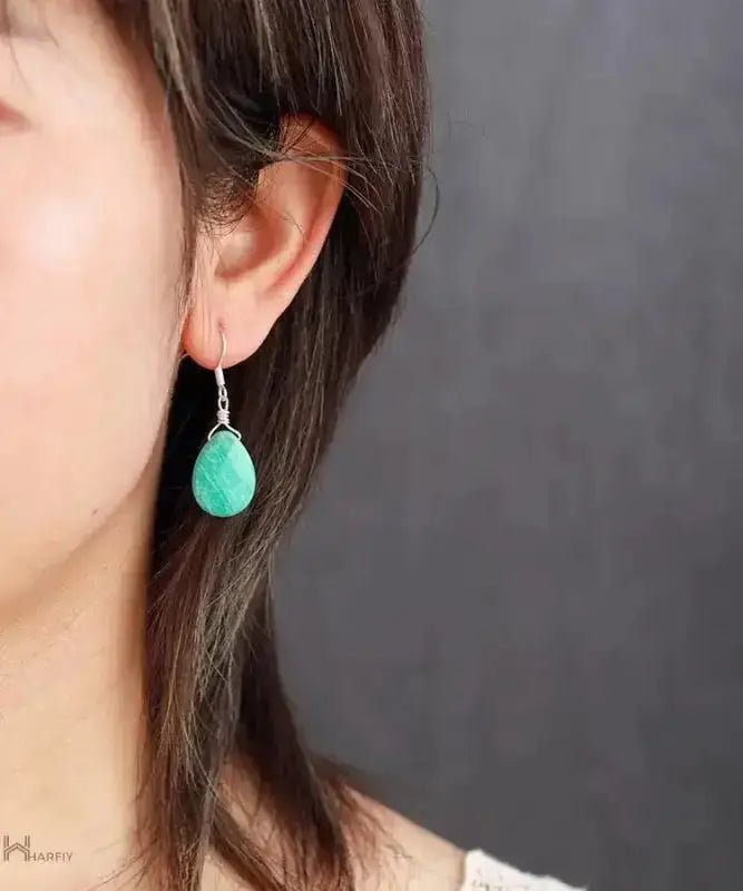 Bohemian earrings with calming natural Amazonite stone