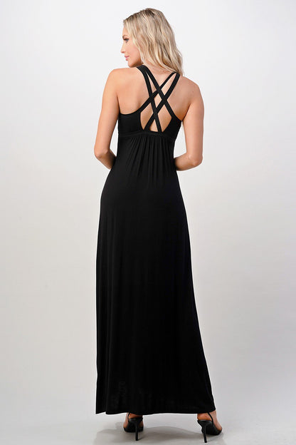 Back View of Strappy Maxi Dress with Open Detailing