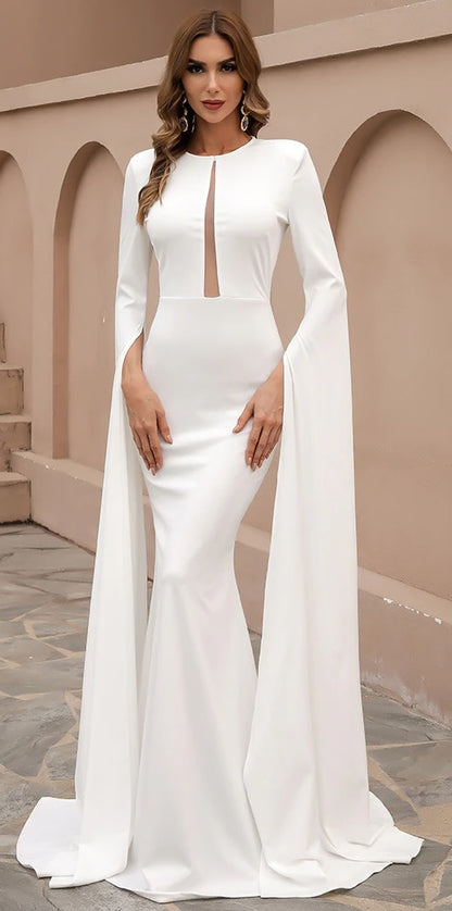 Back view of Chloe long sleeve gown – sleek and sophisticated evening wear