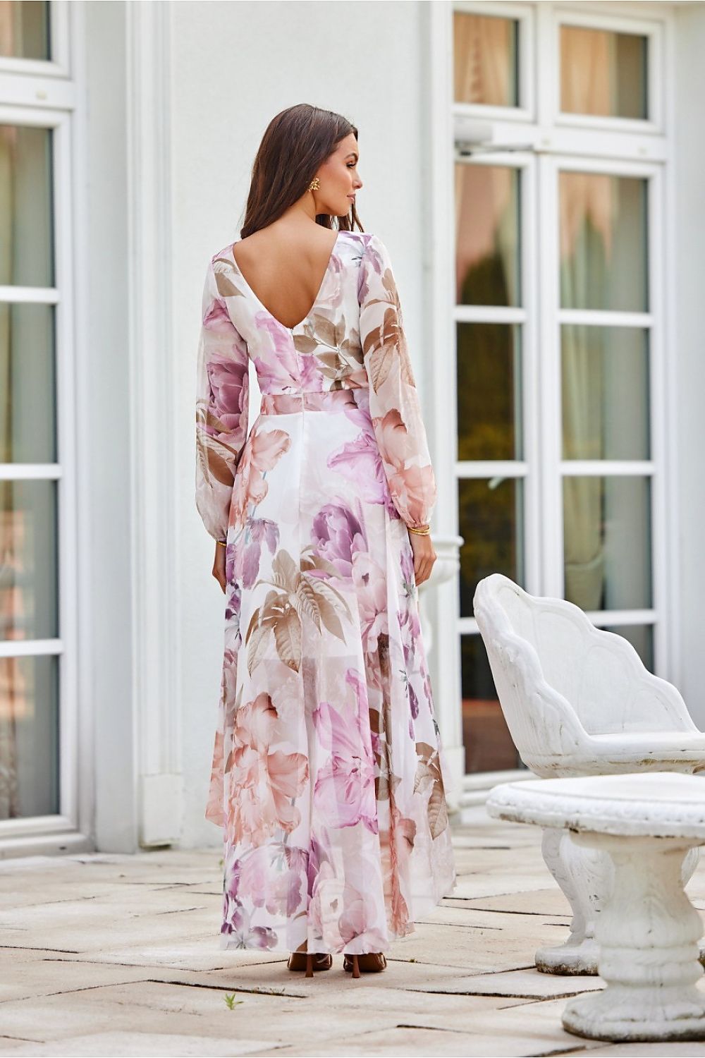 Lightweight formal daydress with slip lining and decorative sleeve slits