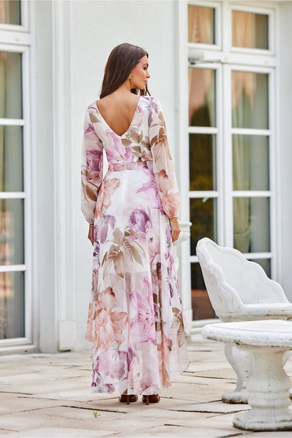 Lightweight formal daydress with slip lining and decorative sleeve slits