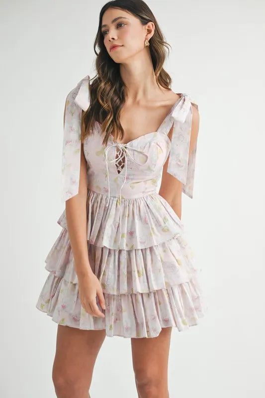 Summer floral mini dress styled with sandals