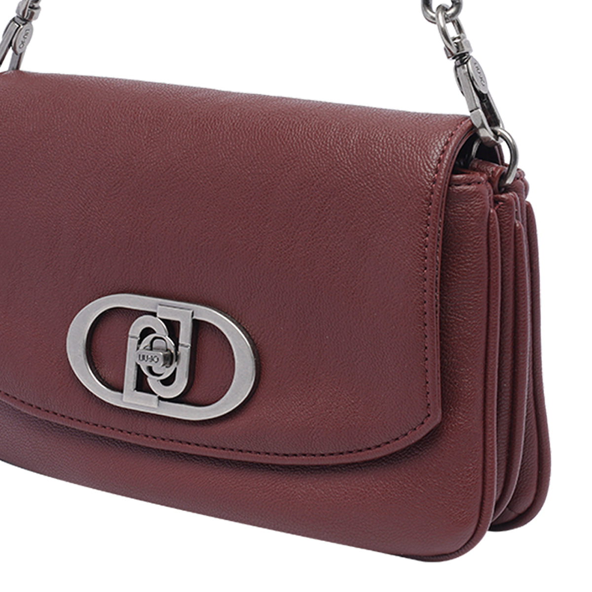 LIU JO bordeaux shoulder bag with chain strap and studs

