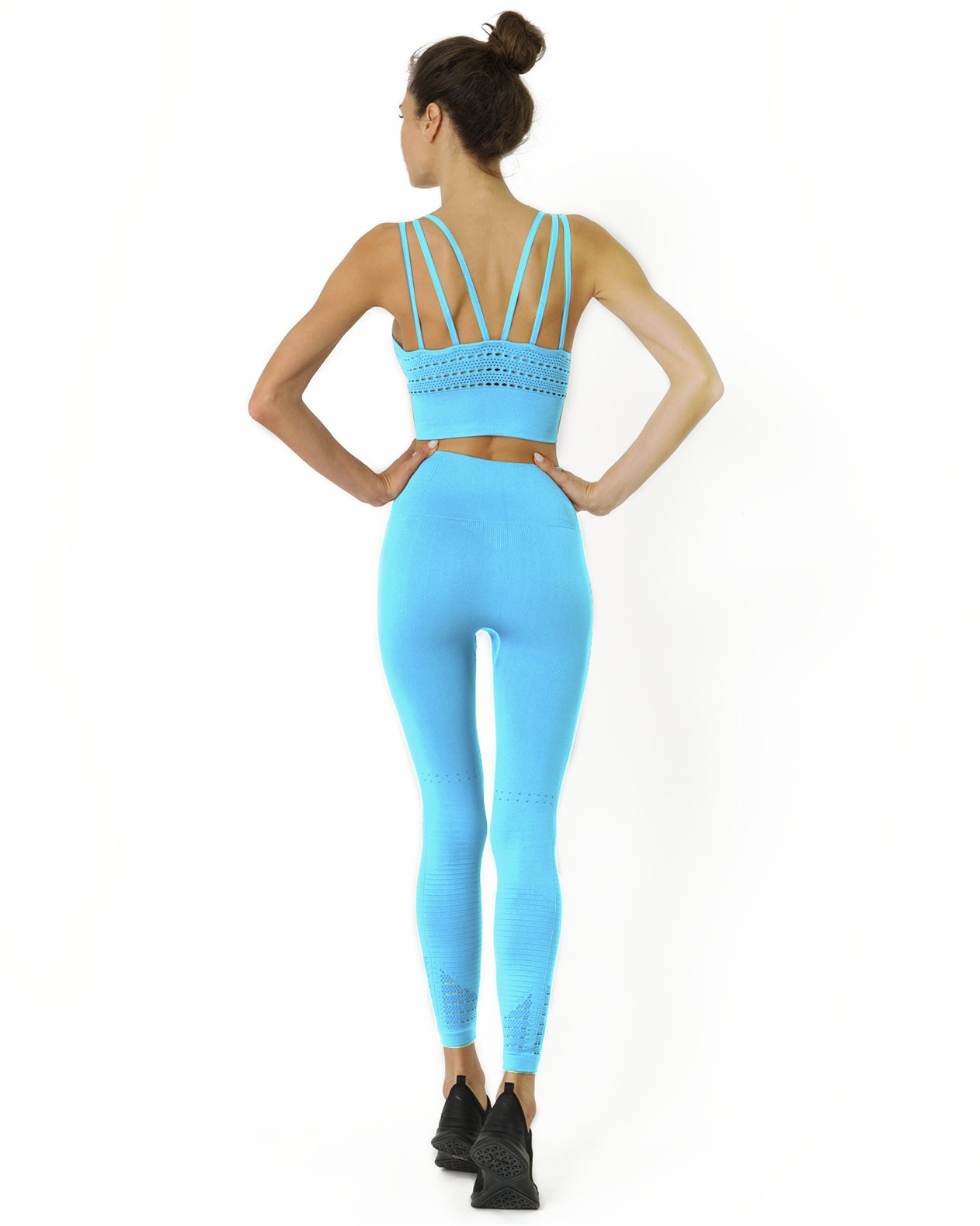 Back view of leggings with flattering compression fit