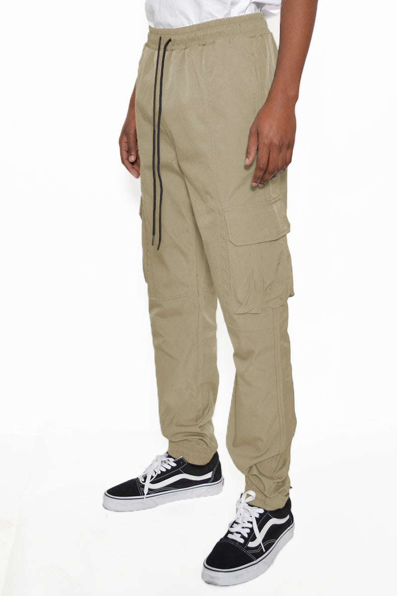 Men's cargo jogger pants with elastic ankles and drawstring waist