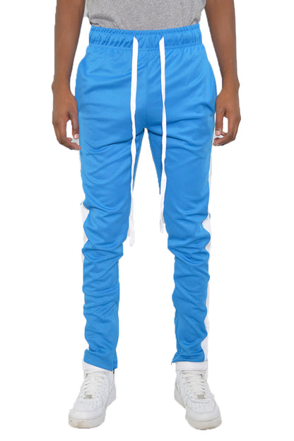 Blue athletic track pants – slim fit with front and ankle zipper