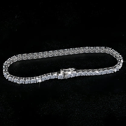 Adjustable diamond silver bracelet displayed on cushion