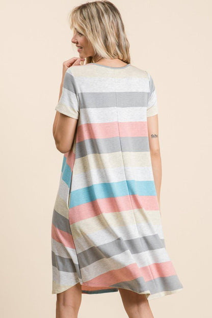 Close-Up of Pocket Detail on Striped Dress